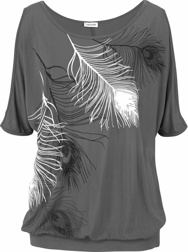 LASCANA Strandshirt grau-bedruckt Größe 40/42