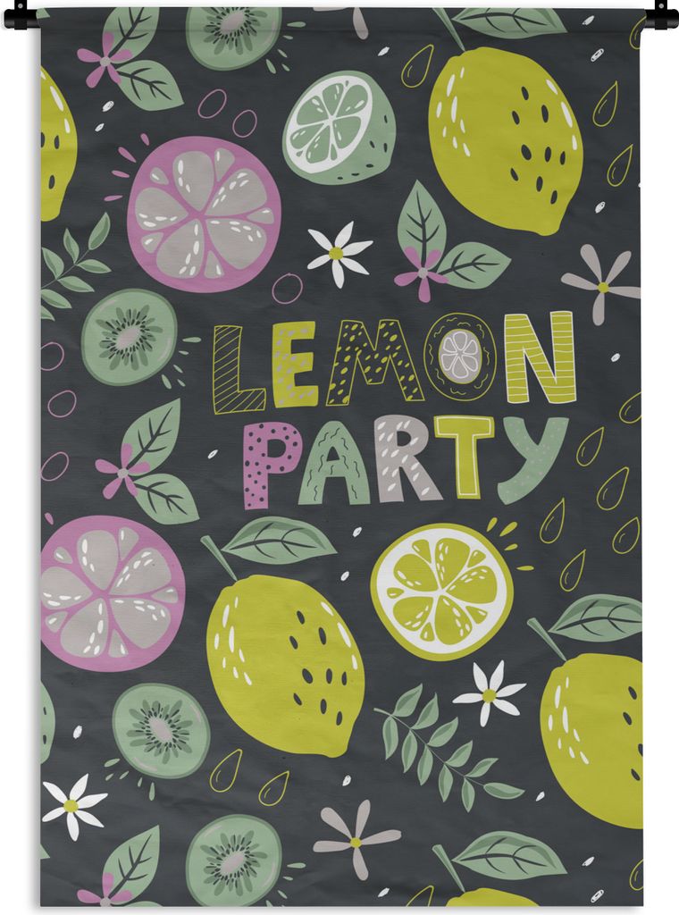 MuchoWow Wandteppich Wandbehang Sommer - Zitronen - Zitat 60x90 cm Tapisserie Dekoration Wandtuch - Foto-Teppich - Abwaschbar