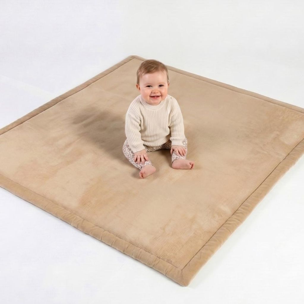 CASABEL Tappeto Gioco Neonato in Velluto bianco Crema Immagine del prodotto 