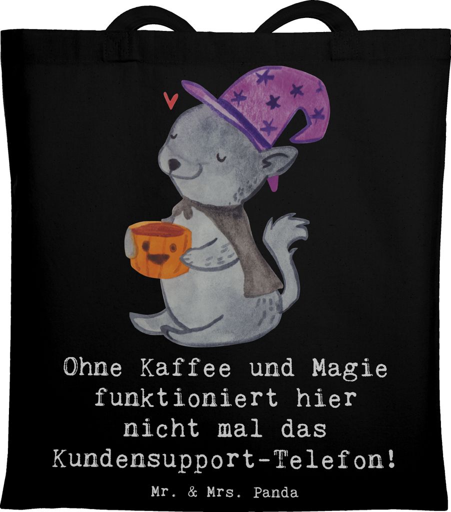 Mr. & Mrs. Panda Jutebeutel Kundensupport Magie - Schwarz - Geschenk, Alltagshilfen, Stress, Tragetasche, Tote Bag, Tasche, Kundensupporterin, hand...