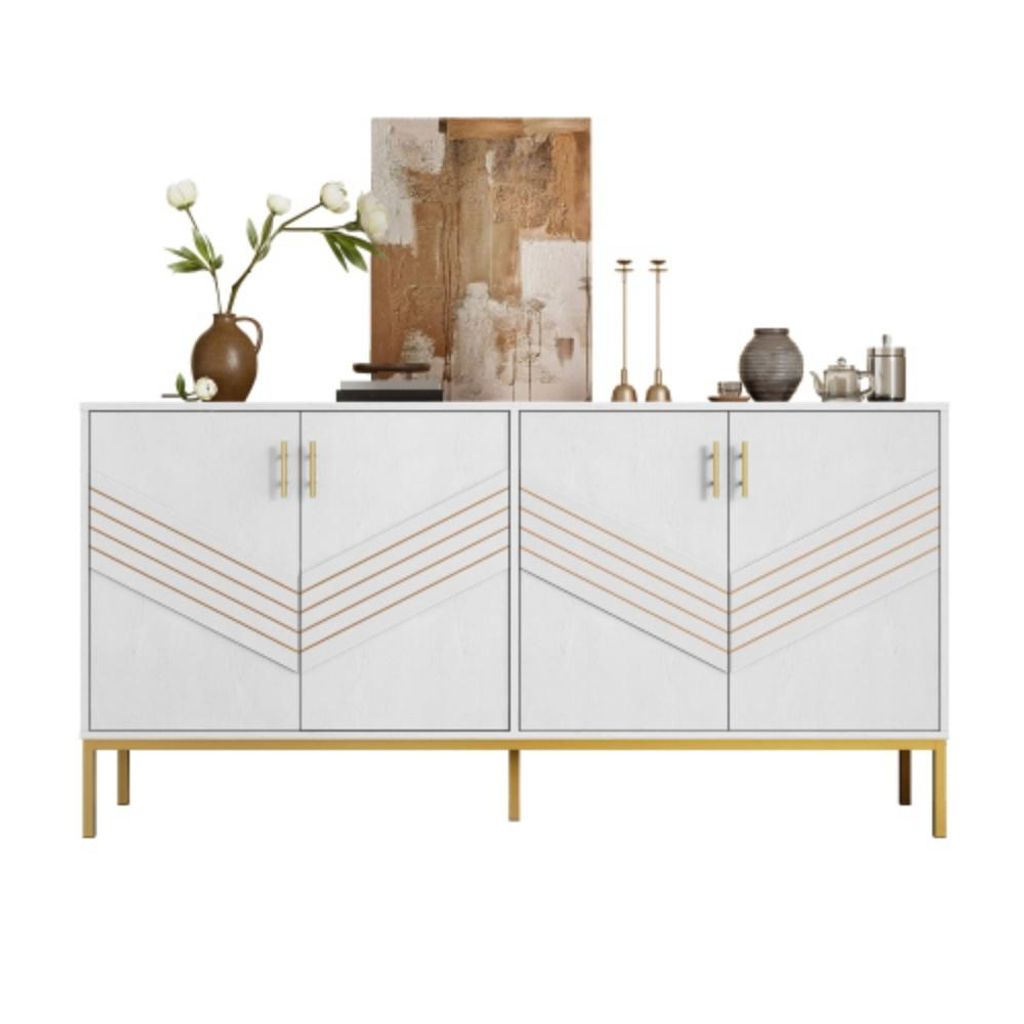 Sideboard mit 4 Türen, Kommode mit Große Kapazität, Höhenverstellbare Regale, für Wohnzimmer, Esszimmer & Flur