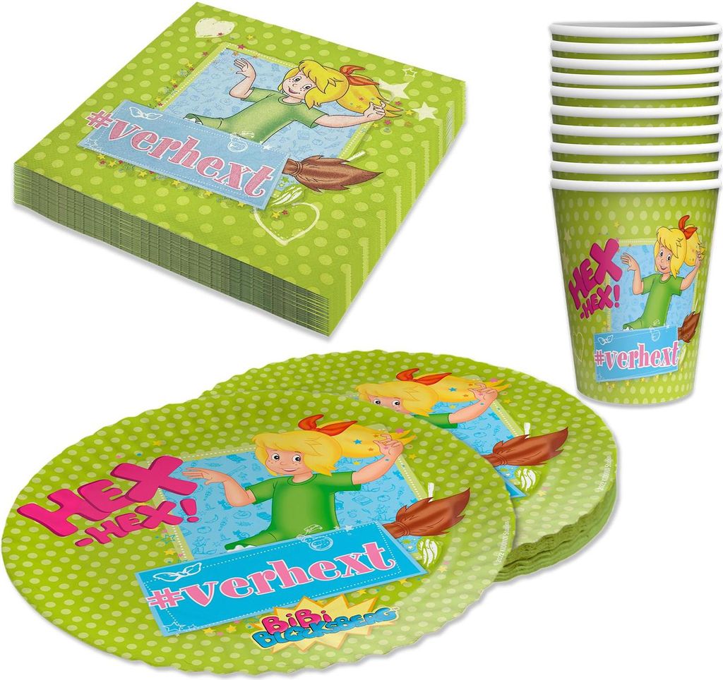 Bibi Blocksberg 80-tlg. Party Set – 2x Teller Becher Servietten Kindergeburtstag