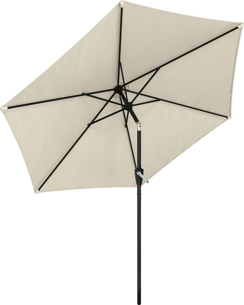 Sonnenschirm 270 cm knickbar Balkonschirm mit Kurbel UV 50+ Gartenschirm Cremeweiß