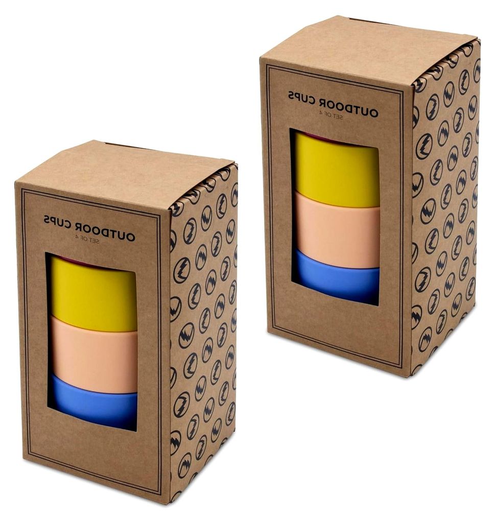 Wiederverwendbare Kunststoff-Kaffeetasse 8er Set bunt - 300 ml - Campingbecher mit Henkel bruchsicher