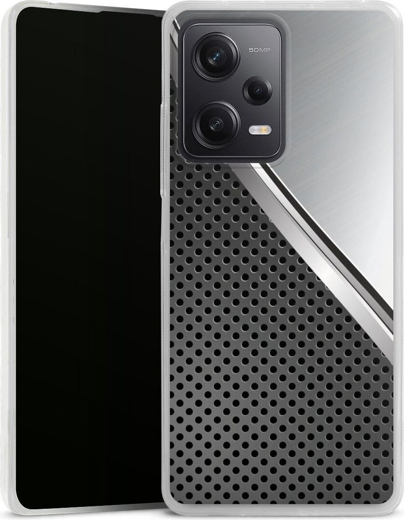 DeinDesign Slim Hülle für Xiaomi Redmi Note 12 Pro 5G Silikon Case Ultra Dünn Handyhülle Carbon Metall Stahl