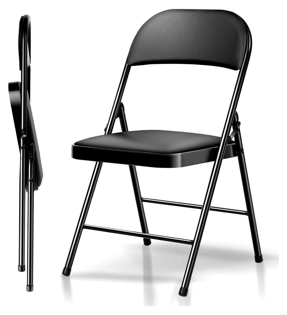 Klappstühle 2er Set, Klappstuhl Gepolstert mit Metallrahmen & Kunstleder, Klappsessel bis 150 kg Belastbar, Ideal als Küchenstühle & Gartenstüh...