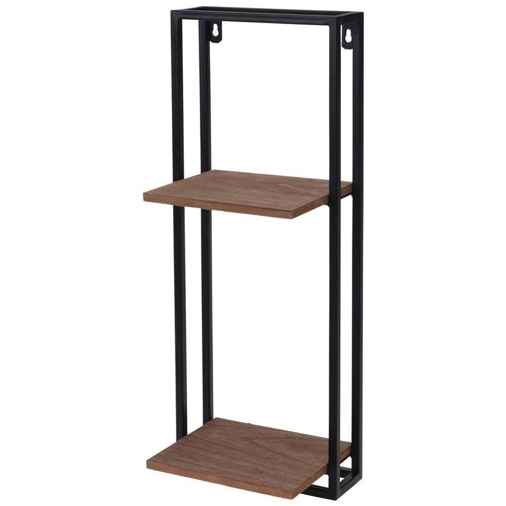 Basic Home Styling Metall-Hängeregal mit Holzplatten, 53 x 20 x 15 cm, schwarzbraun