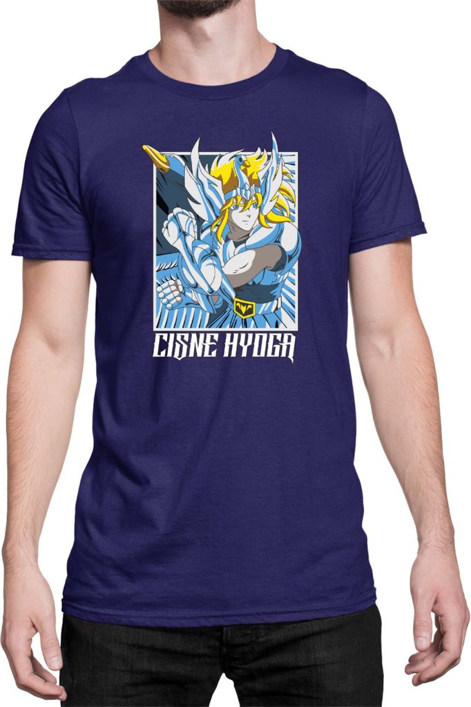 Herren T-Shirt Japan Anime Manga Saint Anime Seiya Cisne Hyuga Cisne Hyuga, Man S / Dunkelblau