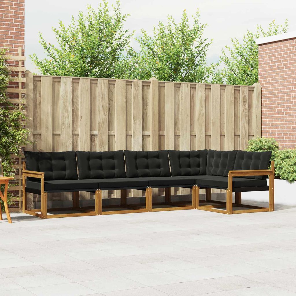 "Neues Produkt" Outdoor-Sofagarnitur ANTI-UV - CLORIS - mit Kissen - 5 pcs - Natürlich und Schwarz - Modern Gartensofas V785