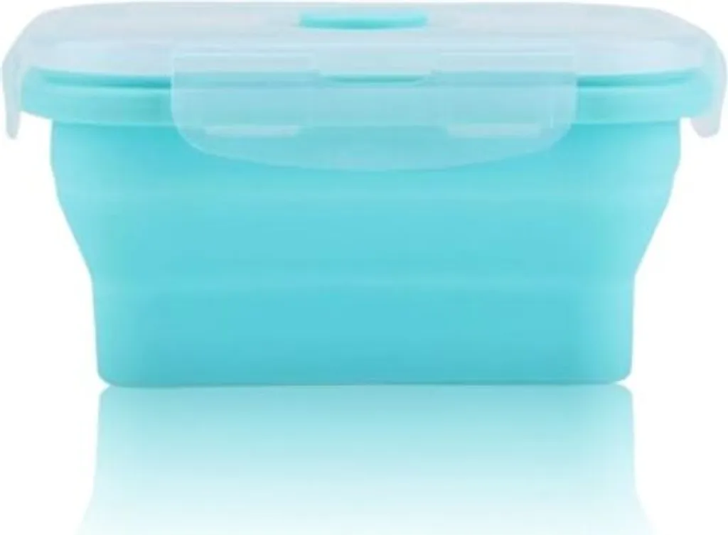 Contenitore Pieghevole Silicone 800ml Meal Prep - Lunch Box Ermetica Verde