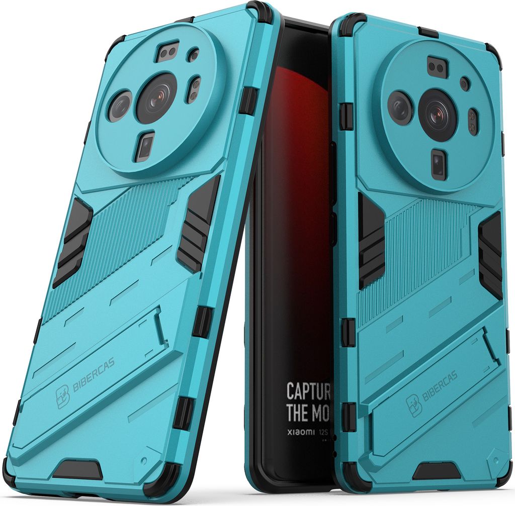 Armor Hülle für Xiaomi 12S Ultra, Hybrid PC TPU Bumper Stoßfestes Schutzhülle mit Standfunktion Blau