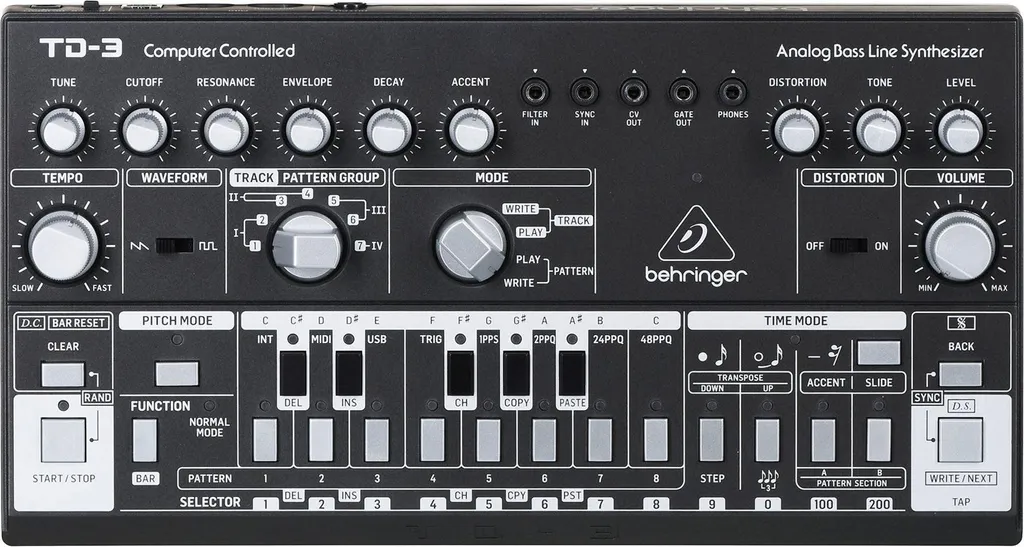 Behringer TD-3-BK Synthétiseur de Ligne de Basse avec Distorsion Noir