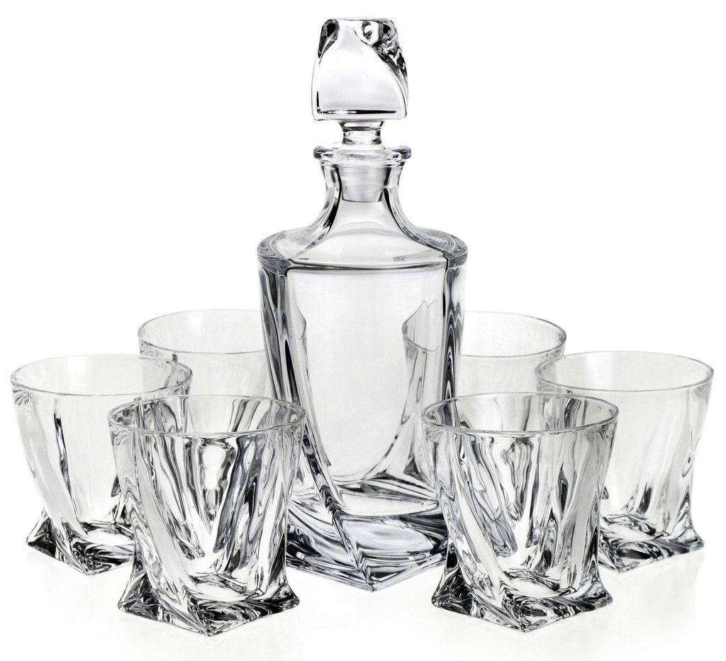Whisky Set Bohemia Quadro Kristallglas Karaffe 850 ml und 6 Produktbild 