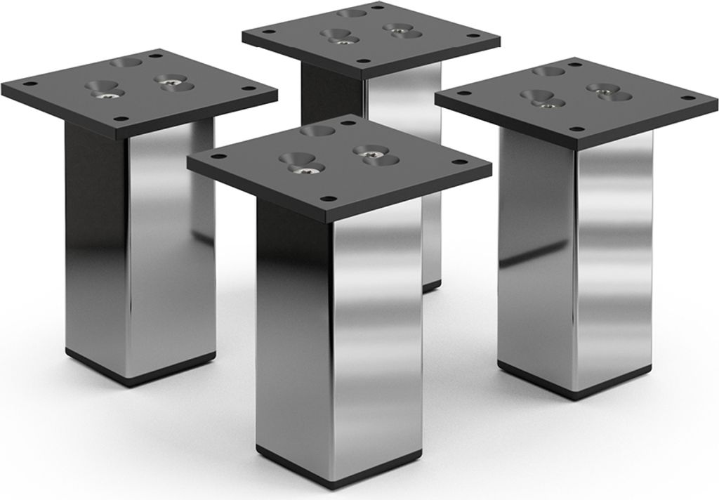 4er Set sossai Aluminium Möbelfüße 120mm in Chrom Schrankfüße Sockelfüße