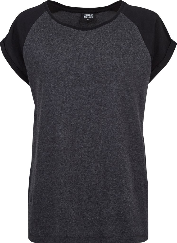 Urban Classics T-Shirt Damen Ladies Contrast Raglan Tee charcoal/schwarz 4XL