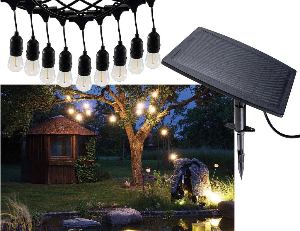 CHILITEC Solar-LED-Lichterkette CT-BGL 10Solar, 10 Lampen, IP44