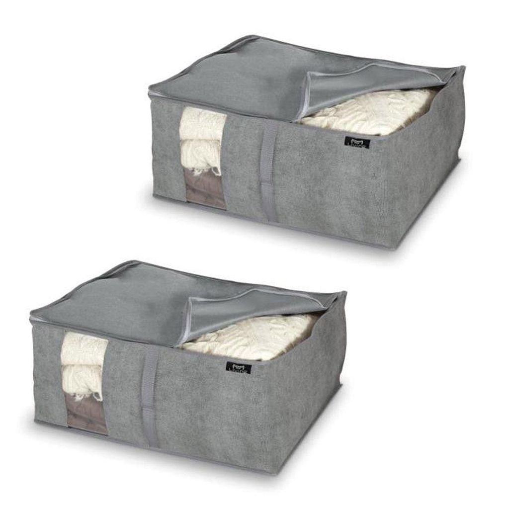 2x Aufbewahrungstasche für Bettdecken Grau 55x45x25 cm mit Produktbild 