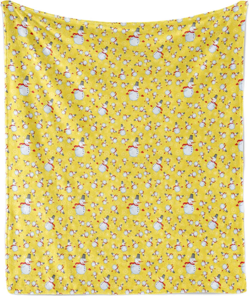 Plaid ABAKUHAUS Pupazzo di Neve 175x230 - Senape e Grigio Moderno