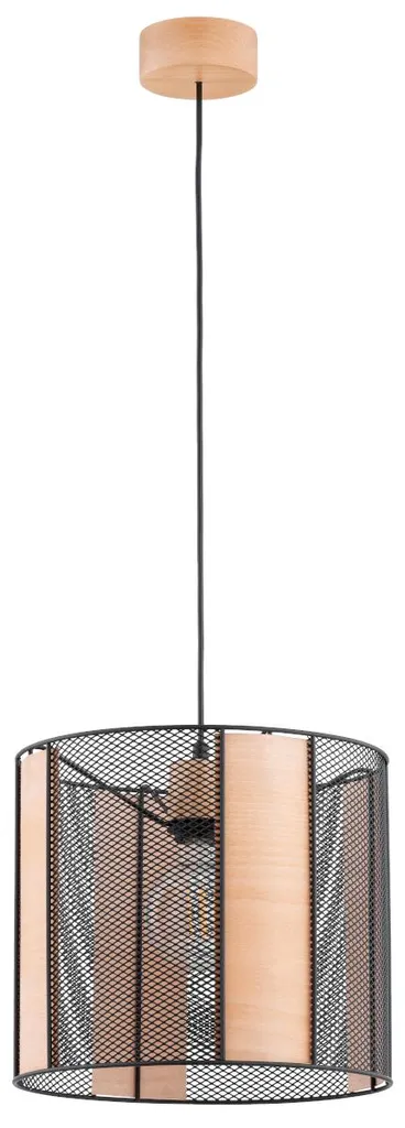 Suspension table à manger NETIS bois et noir - Éclairage chic 95 cm