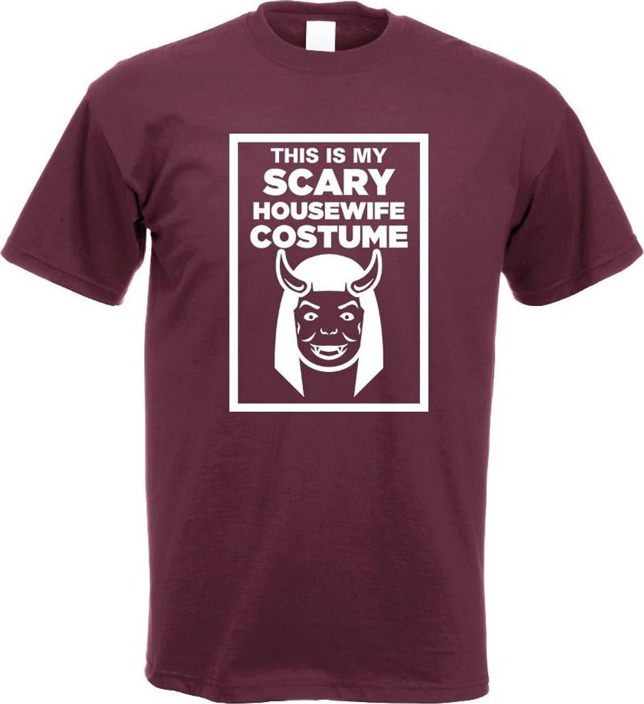 Kiwistar - T-Shirt - Burgund - My Scary Housewife Costume Motiv Bedruckt Funshirt Design Print - mit Motiv Bedruckt - Funshirt Design - Sport - Fre...