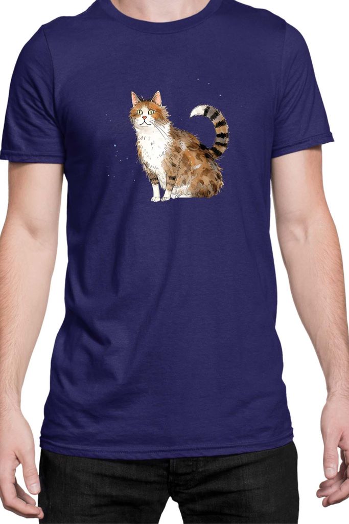 Herren T-Shirt Funny Cats Breeds Aegean Cat 008, Man L / Dunkelblau