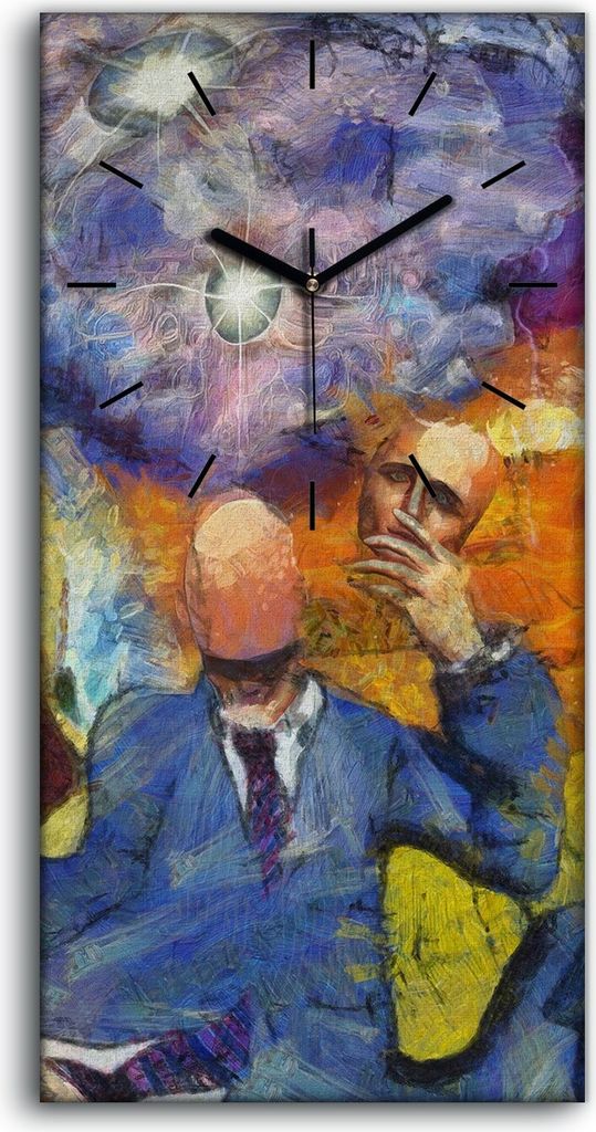 Wanduhr Uhr Wandbild Leinwand Quarz 30x60 Abstrakt menschlichen Figuren im Anzug - schwarze Hände