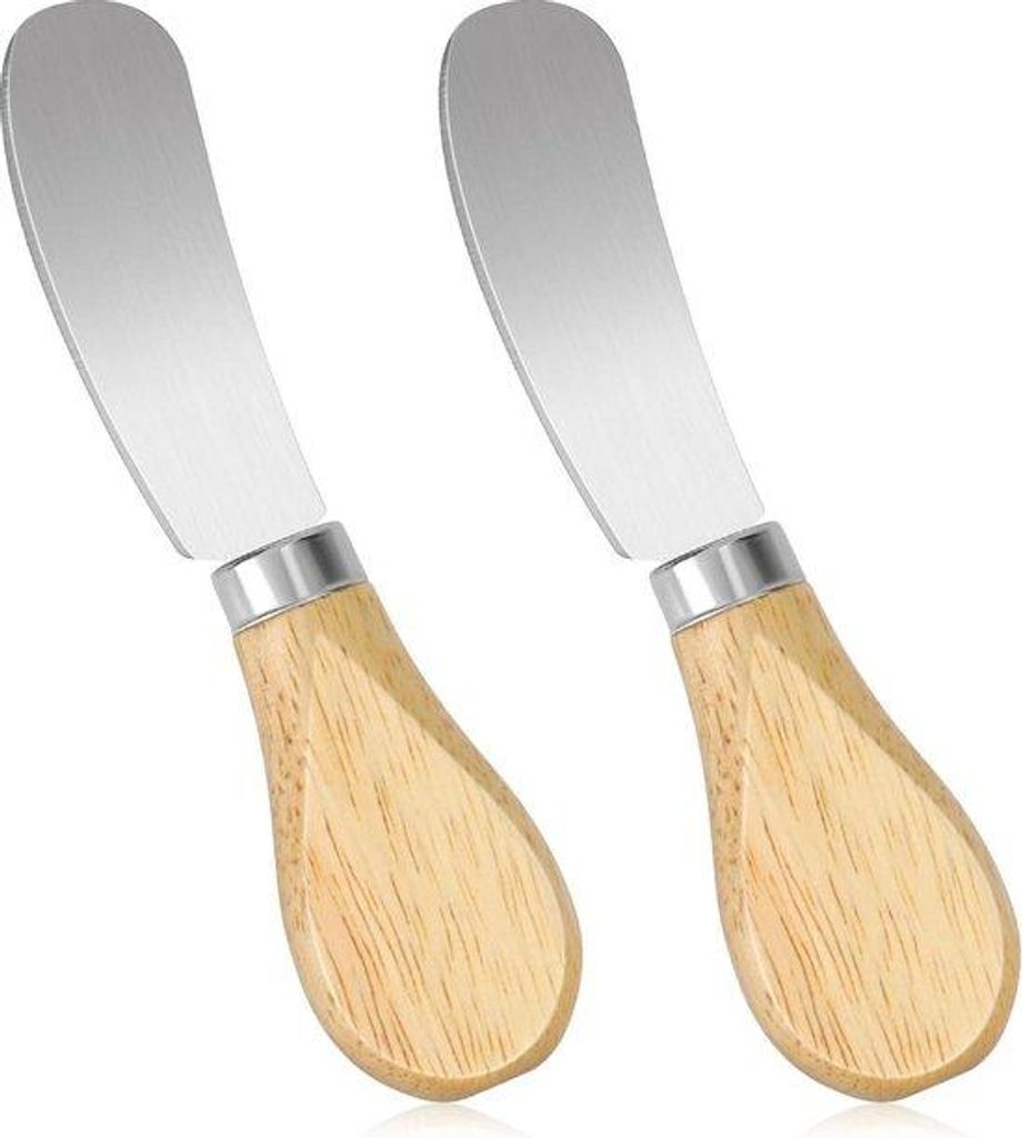 2 kleine Dessertmesser 12cm Edelstahl Holzgriff