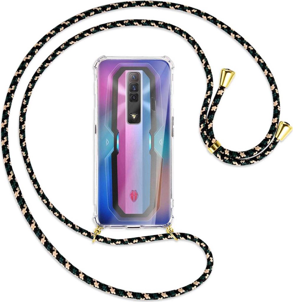Handykette Backcover-Schutzhülle mit Band (Metall goldfarben) für ZTE nubia Red Magic 7 - camouflage
