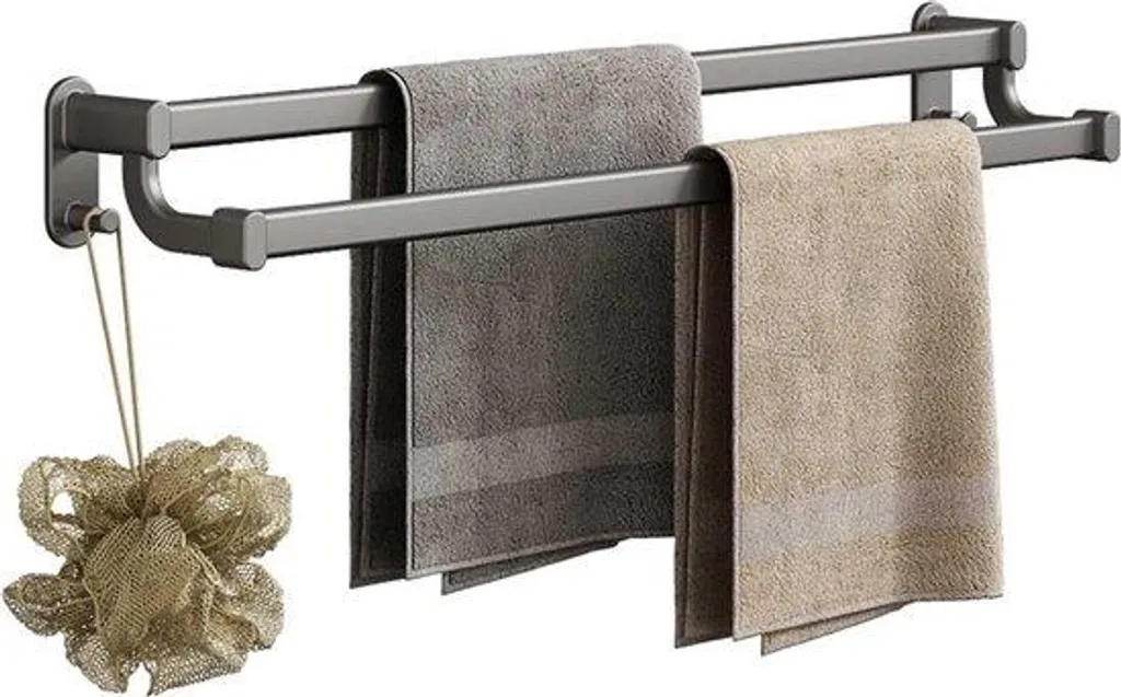 Barre porte-serviettes 60 cm autocollante double idéale pour le carrelage