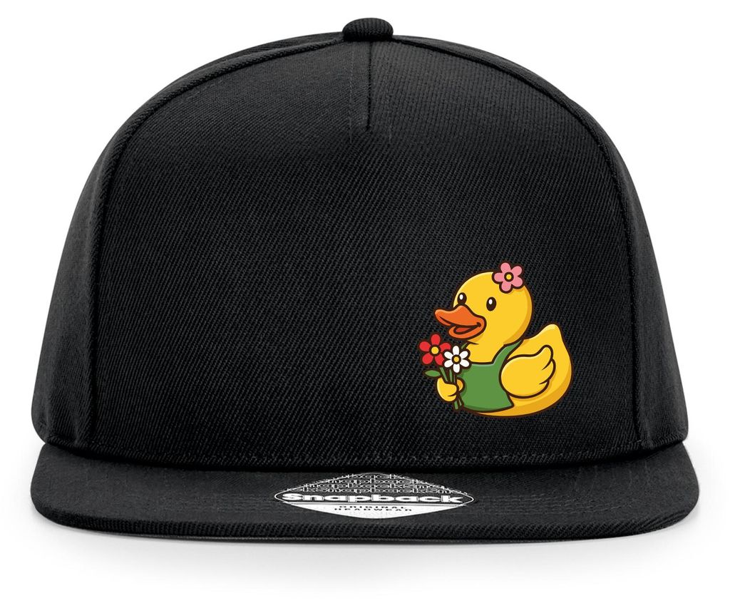 Huuraa Cappy Mütze Quietscheente Floristin Gummiente Gärtnerin Black Polyester Snapback Kappe Geschenkidee