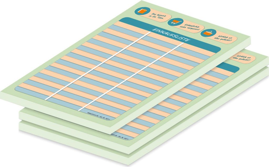 PRICARO Einkaufsliste "Icon-grün", magnetisch, A5, 50 Blatt, 3 Stück