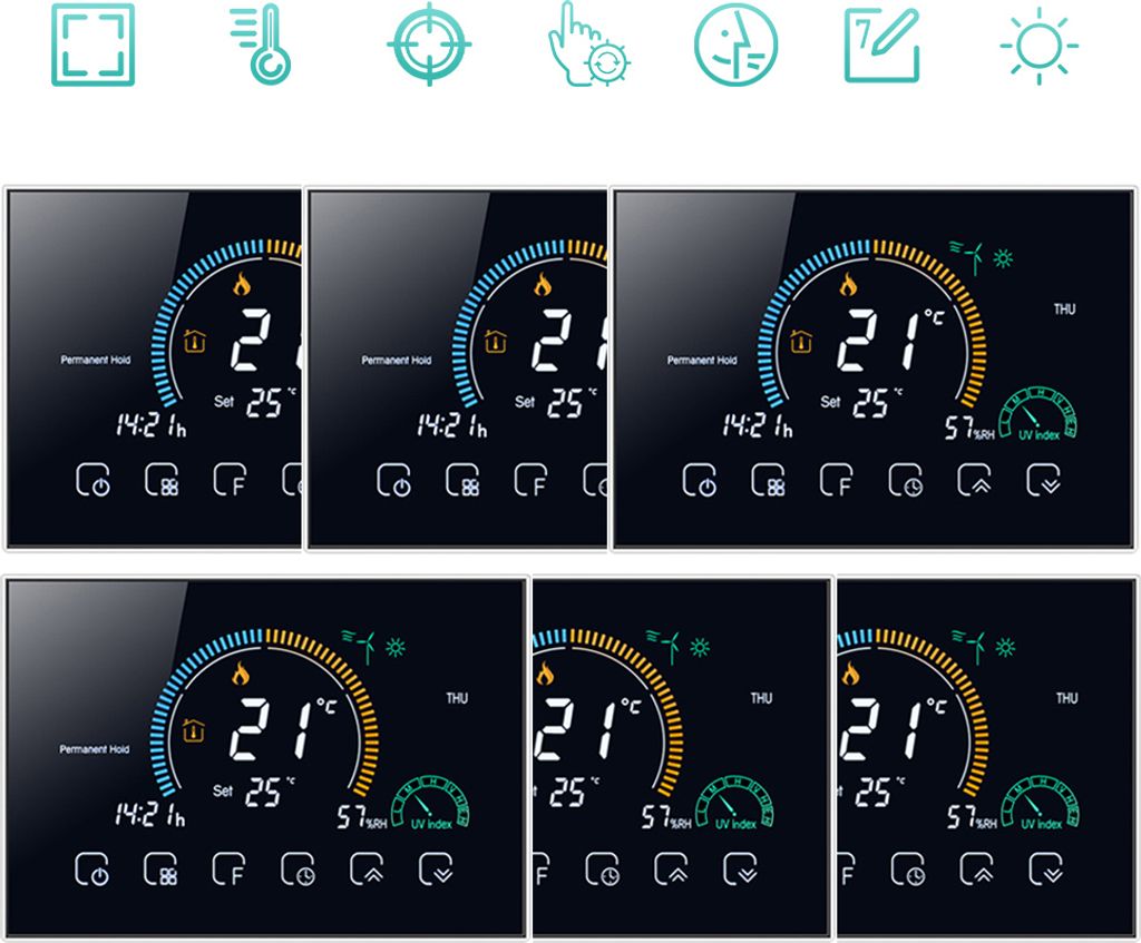 6X Intelligent Raumthermostat Thermostat fußbodenheizung Warmwasserbereitung 5+1+1 sechs Perioden programmierbarer Thermostat Wandthermostat Digit...