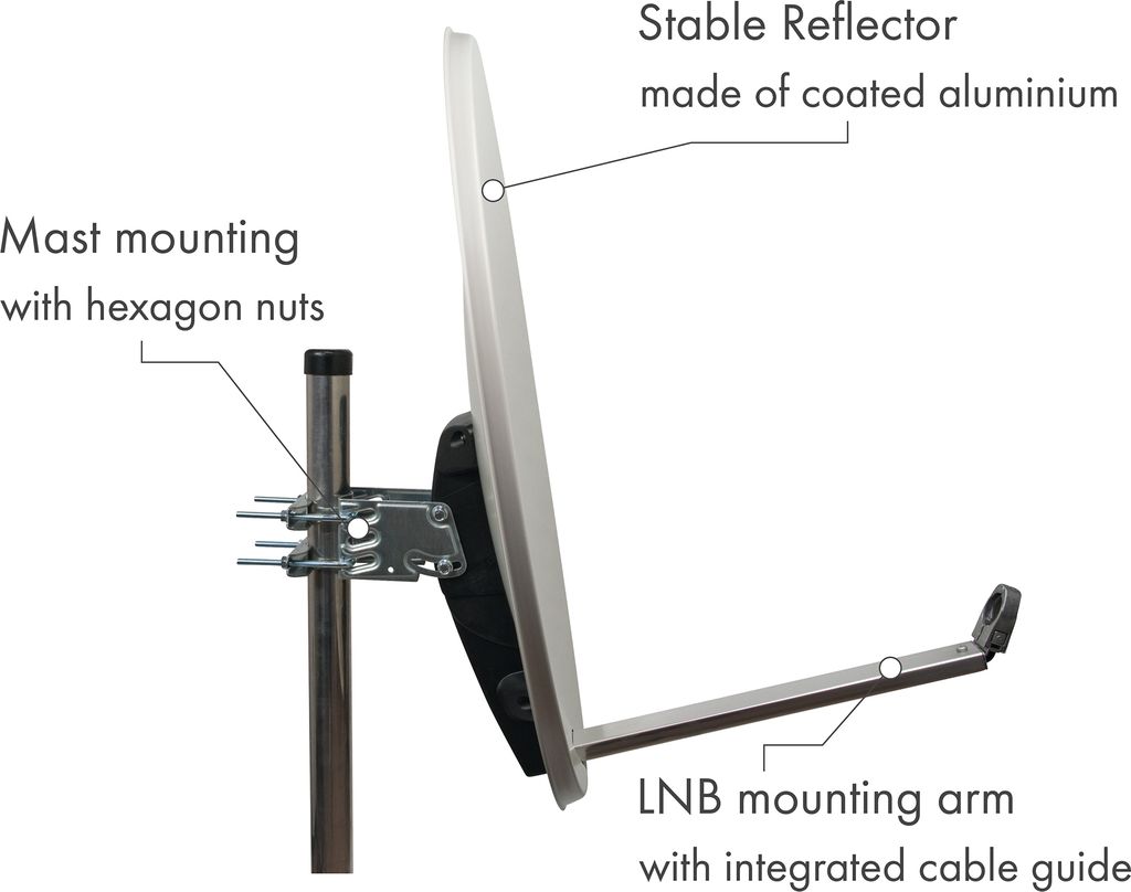Parabola Telestar Digirapid 80 A – Antenna Satellitare In Alluminio Da 80 Cm Con Braccio Feed Stabile, Ricezione HDTV E Montaggio Facile – Colore Antracite