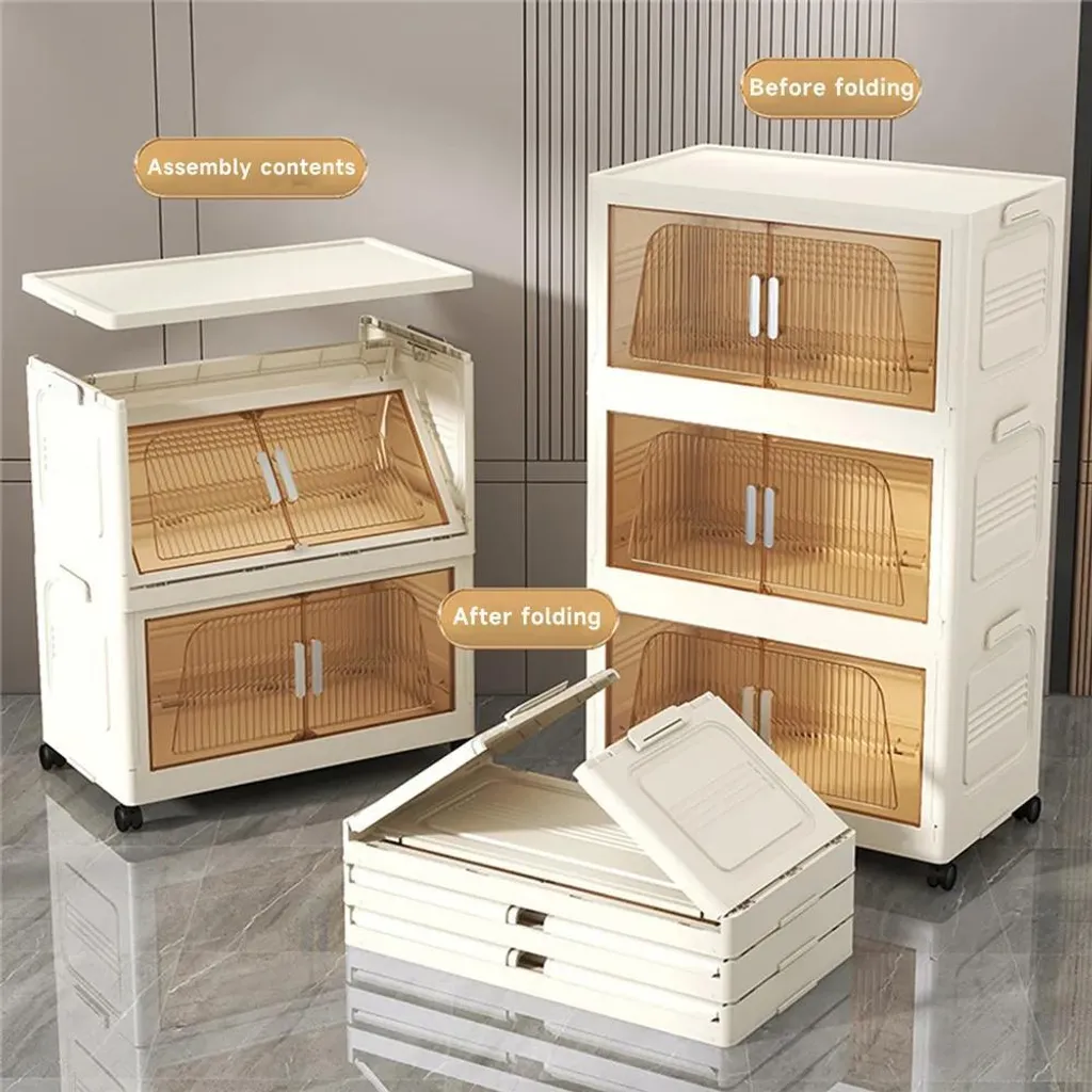 Meuble de rangement sans assemblage pliable et empilable 4 compartiments - 8