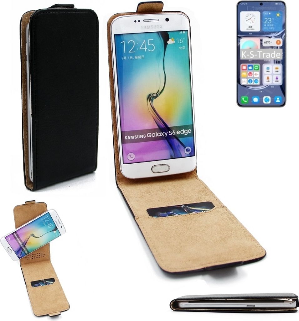 K-S-Trade Schutzhülle Handyhülle kompatibel mit Huawei P50 Flipstyle 360° Smartphone Tasche, schwarz, Case Flip cover