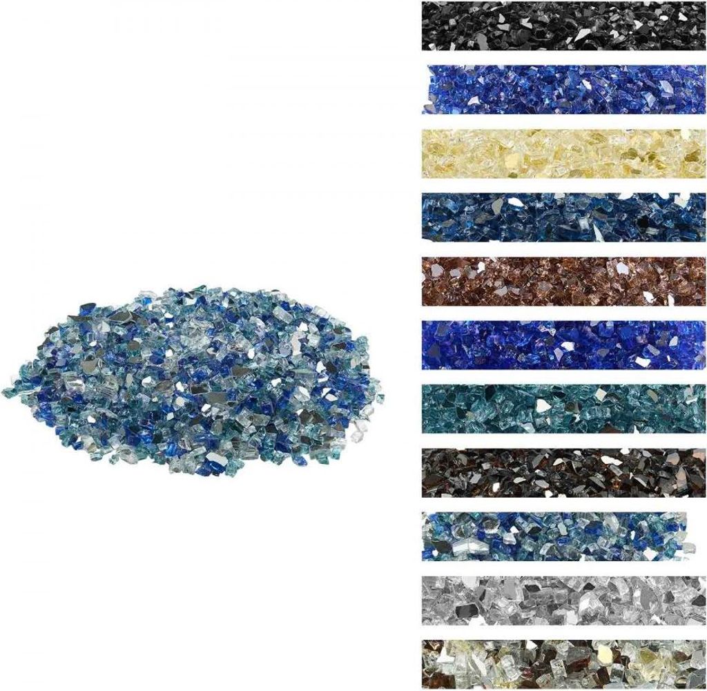 Feuerglas 4,5kg - Glasfelsen 12,7mm - Dekosteine in Kobaltblau/Aqua/Transparent