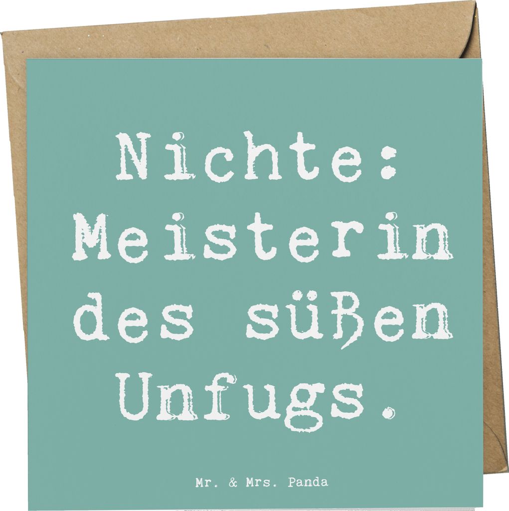 Mr. & Mrs. Panda Glückwunschkarte Spruch Nichte Meisterin - Meeresbrise - Geschenk, faltkarte, anlasskarte, Charme, Grußkarte, Familie, Verwandts...