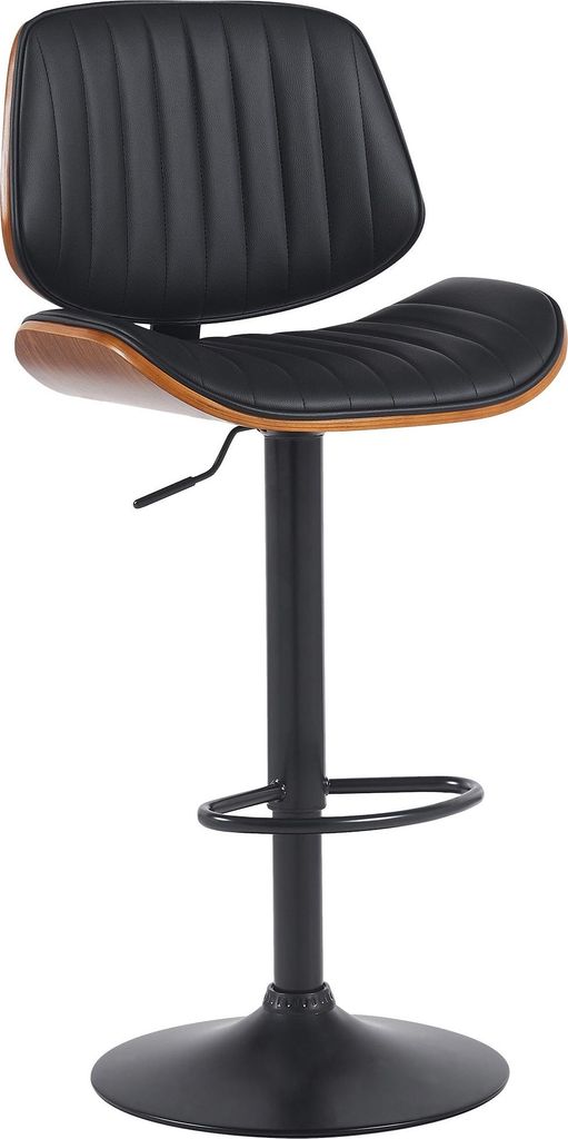 Chaise de bar en simili-cuir Clawson noir - noyer/noir Image du produit 