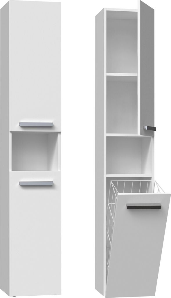 Badezimmerschrank NEL III 31x30x174 cm  weiß matt Produktbild 