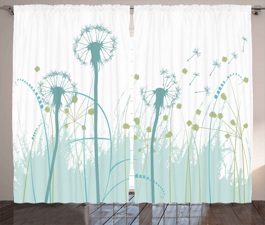 ABAKUHAUS Frühling Rustikaler Vorhang, Blumen Botanik Blooms, Wohnzimmer Universalband Gardinen mit Schlaufen und Haken, 280 x 245 cm, Khaki Mande...