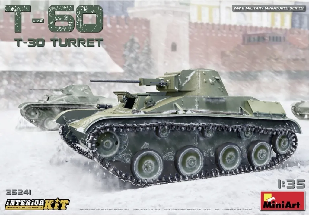 Maquette char T-60 1:35 MiniArt intérieur idéal pour diorama militaire