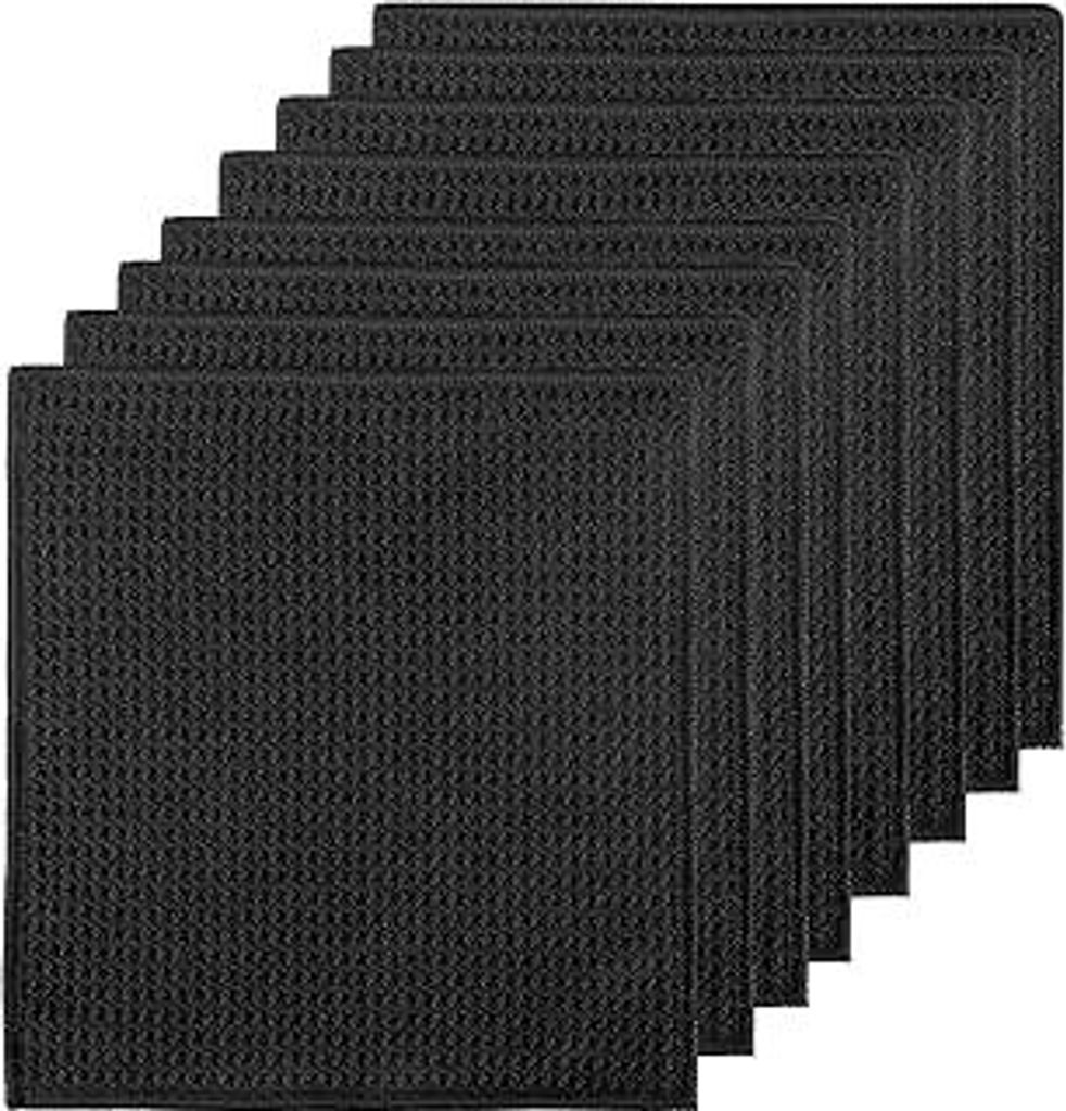 Waschbare Spüllappen Schwarz, 8 Stück Waffeltücher aus Mikrofaser, 20x20 cm Wiederverwendbare Reinigungstücher für Küche, Haushalt, Auto, Glas