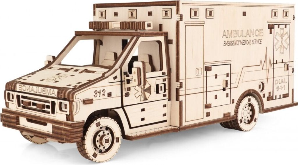 puzzle 3D, ambulance, EWA, bois, 386 pièces Image du produit 