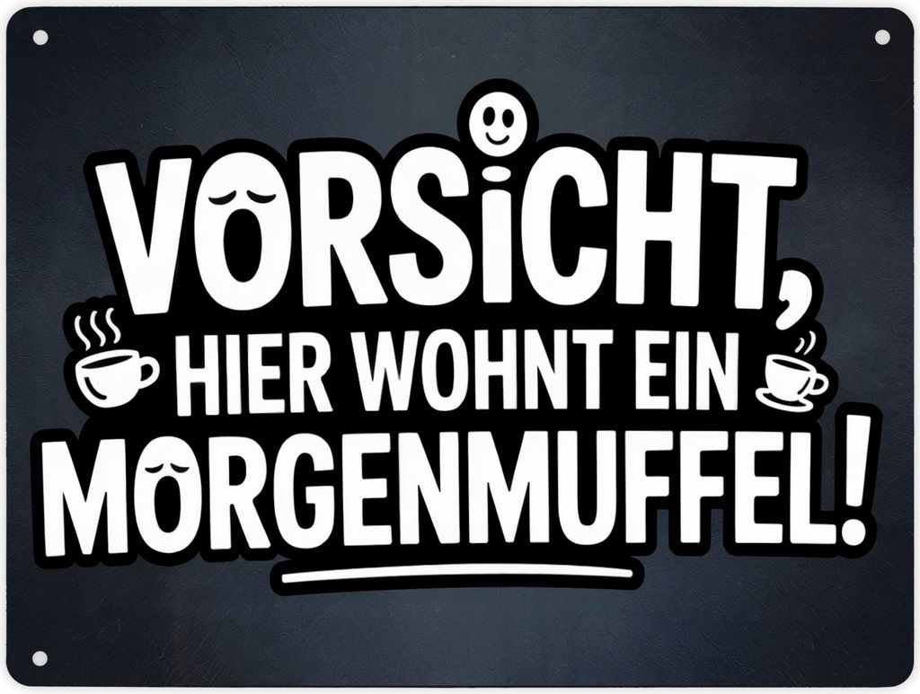 Vorsicht, hier wohnt ein Morgenmuffel! Metallschild XL in 21x28 cm Humor