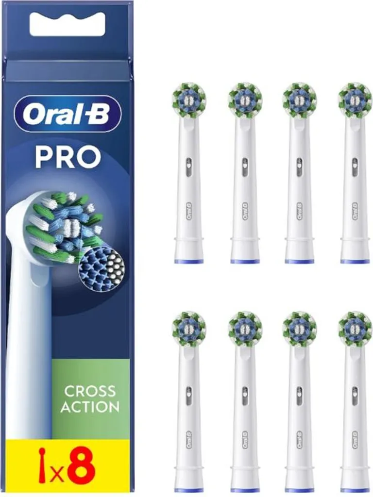 Oral-B Cross Action Pro EB50RX-8 avec 8 têtes blanches à poils inclinés