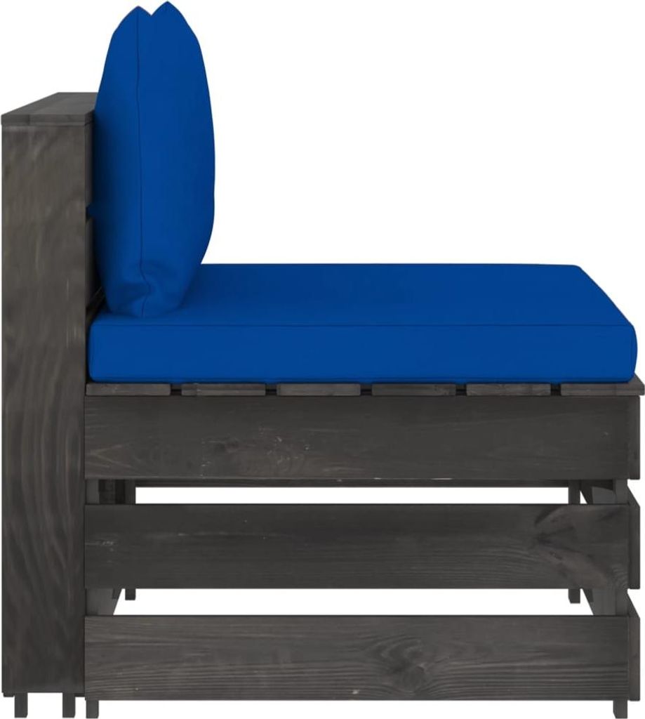 vidaXL Modulares Mittelsofa mit Kissen Grau Imprägniertes Holz