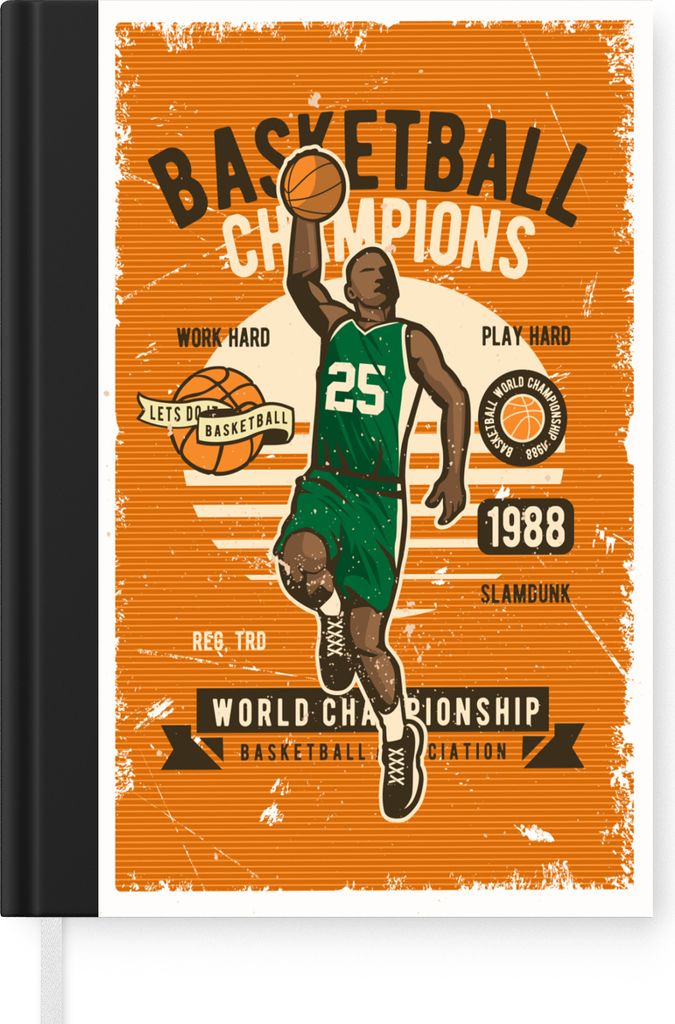 MuchoWow Notizbuch Tagebuch Haushaltsbuch Notebook A5 Mancave - Basketball - Sport - Retro - Notizblock - Notizheft - Notebook - Schreibblock - P...