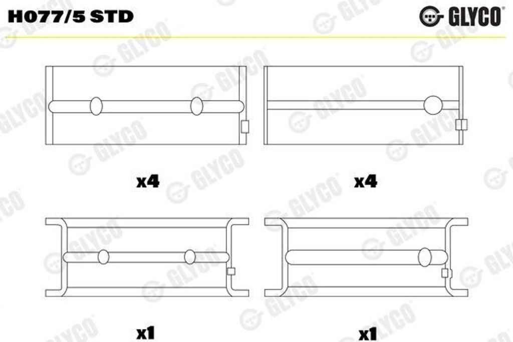 GLYCO Kurbelwellenlager H077/5 STD für OPEL Astra G CC (T98) 1,995mm