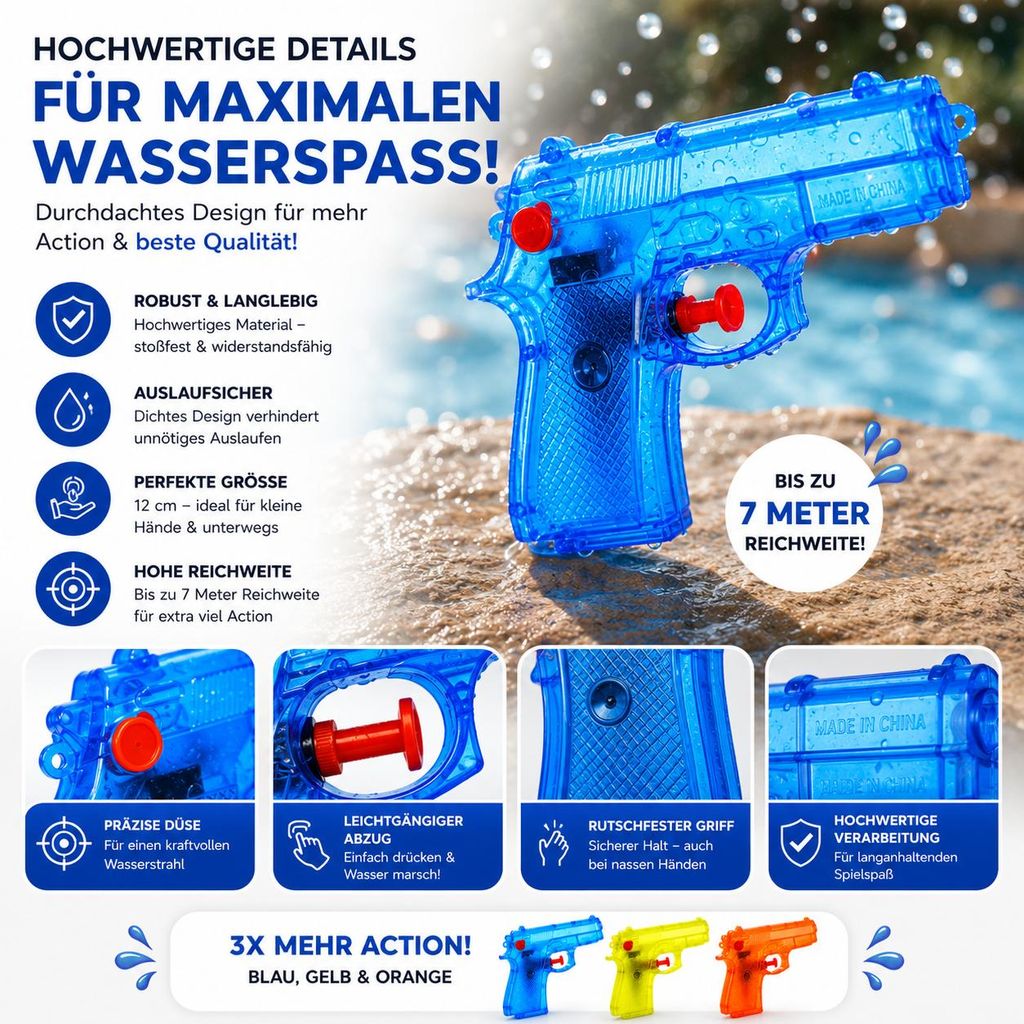 3er Wasserpistolen Set