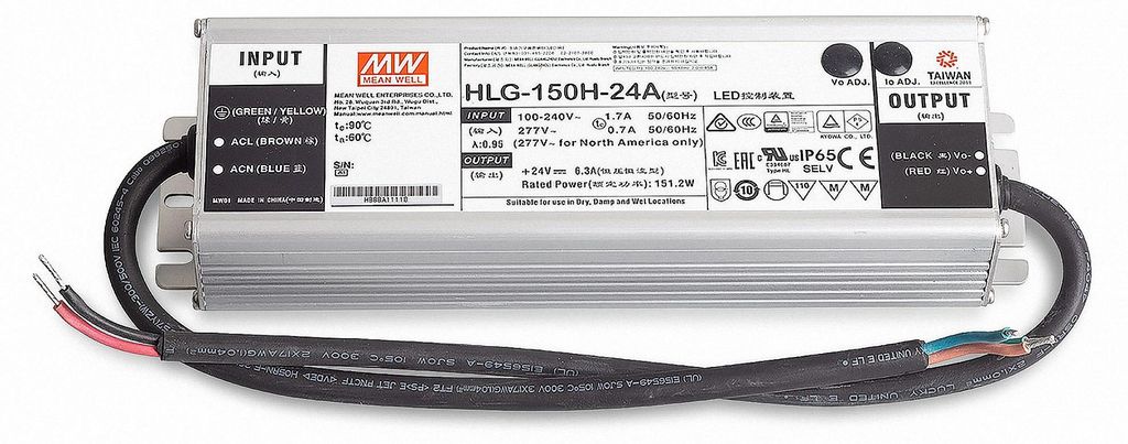 Mean Well HLG-150H-24A SNT 24V/DC/0-6,3A/ 150W IP65 Produktbild 
